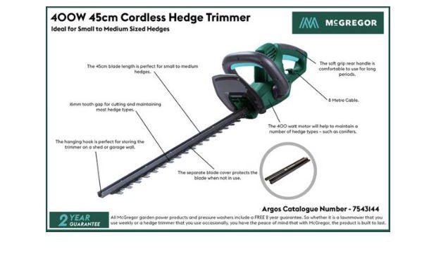 mcgregor cordless hedge trimmer